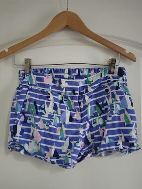 Vineyard Vines sz 0 Blue Striped Sailboat-Print Athletic Shorts
